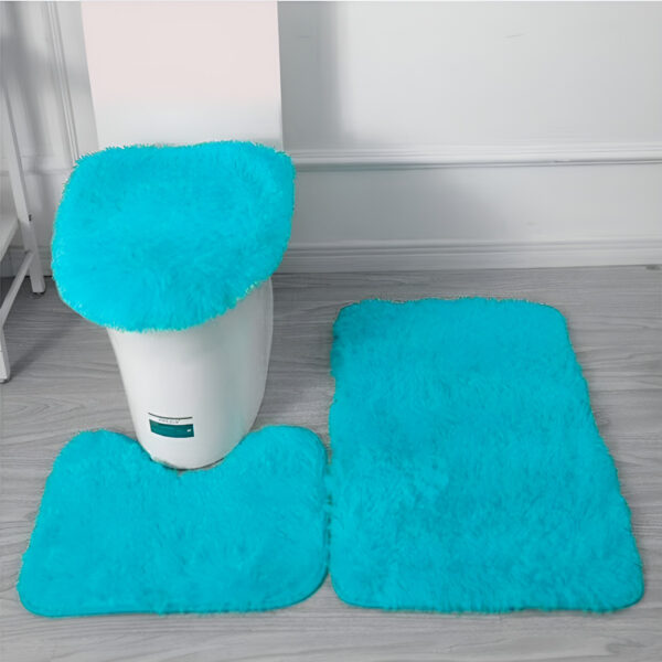 Set Alfombras De Baño 3 Piezas Peludo Color Liso Juego De 3 - Imagen 14