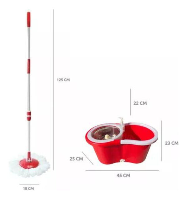 Mopa Giratoria 360 Con Canasto Metalico Y 2 Repuestos - Imagen 12
