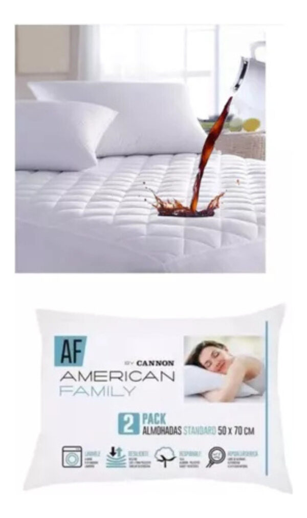 Combo Cubrecolchon Impermeable 1.5plaza +dos Almohadascannon