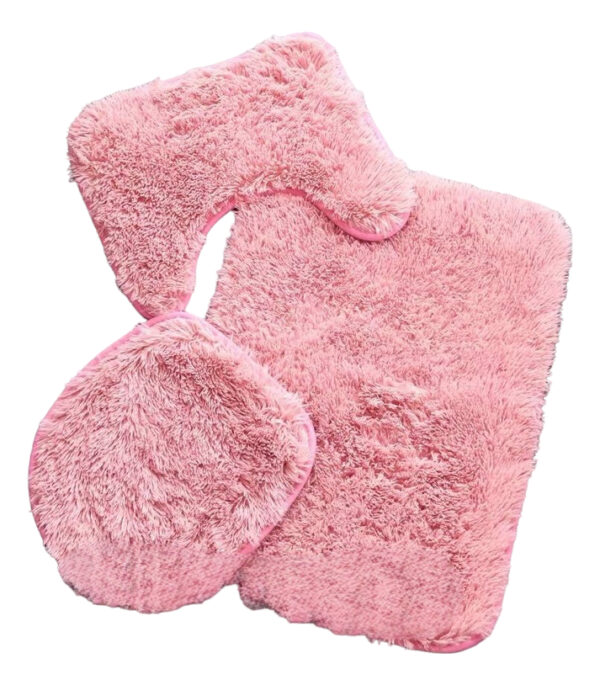 Set Alfombras De Baño 3 Piezas Peludo Color Liso Juego De 3 - Imagen 18