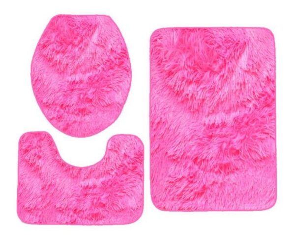 Set Alfombras De Baño 3 Piezas Peludo Color Liso Juego De 3 - Imagen 3