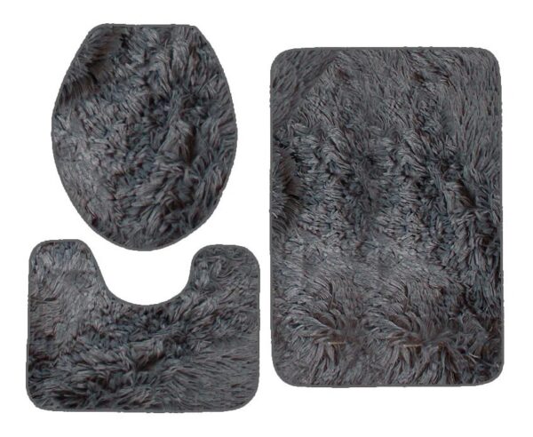 Set Alfombras De Baño 3 Piezas Peludo Color Liso Juego De 3 - Imagen 6