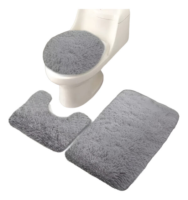 Set Alfombras De Baño 3 Piezas Peludo Color Liso Juego De 3 - Imagen 13