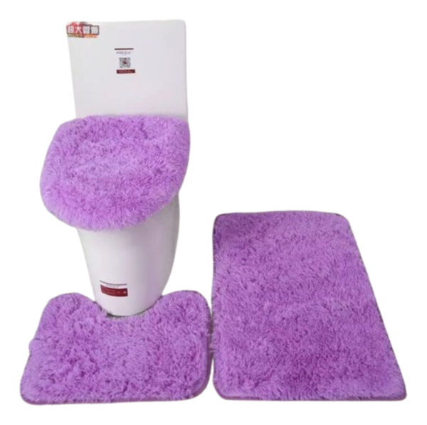Set Alfombras De Baño 3 Piezas Peludo Color Liso Juego De 3 - Imagen 10