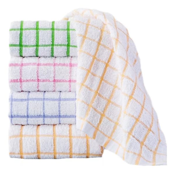 Set 12 Paños De Cocina Toalla Mas Grueso 80g Blanco Rayas