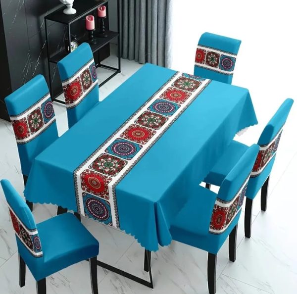 Mantel Con Fundas Cubre Sillas Cuadrille | Juego De 7 Piezas - Imagen 19