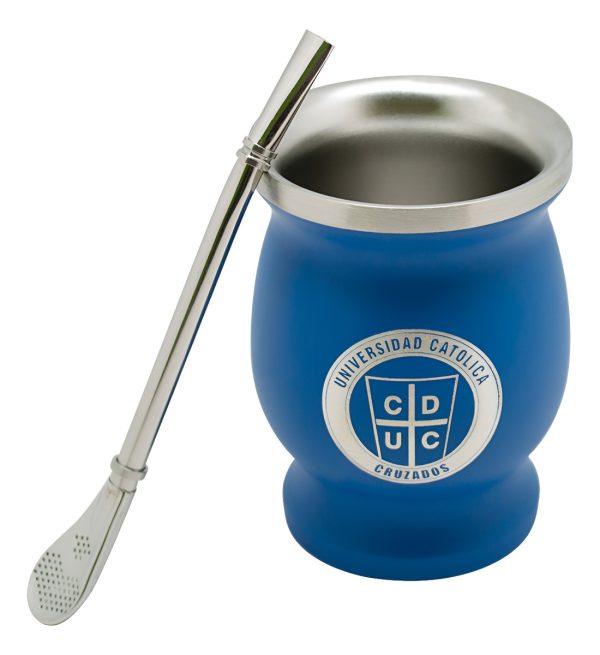 Matero Mate U Católica Set Con Bombilla 200 Ml Oficial