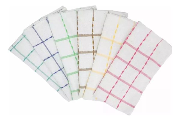 Set 12 Paños De Cocina Toalla Mas Grueso 80g Blanco Rayas - Imagen 4