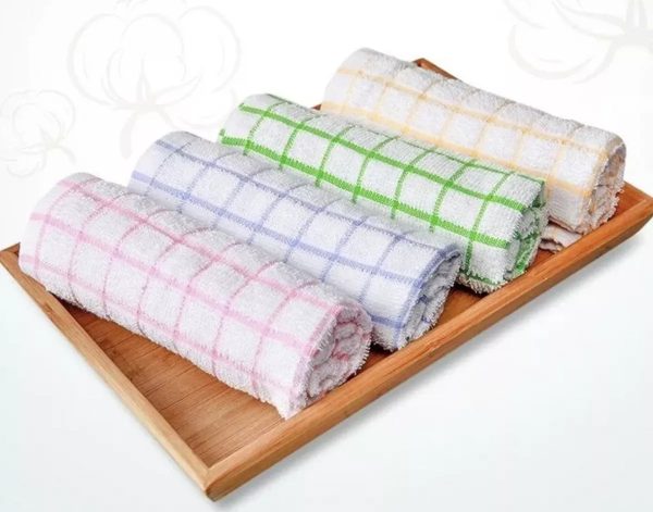 Set 12 Paños De Cocina Toalla Mas Grueso 80g Blanco Rayas - Imagen 5