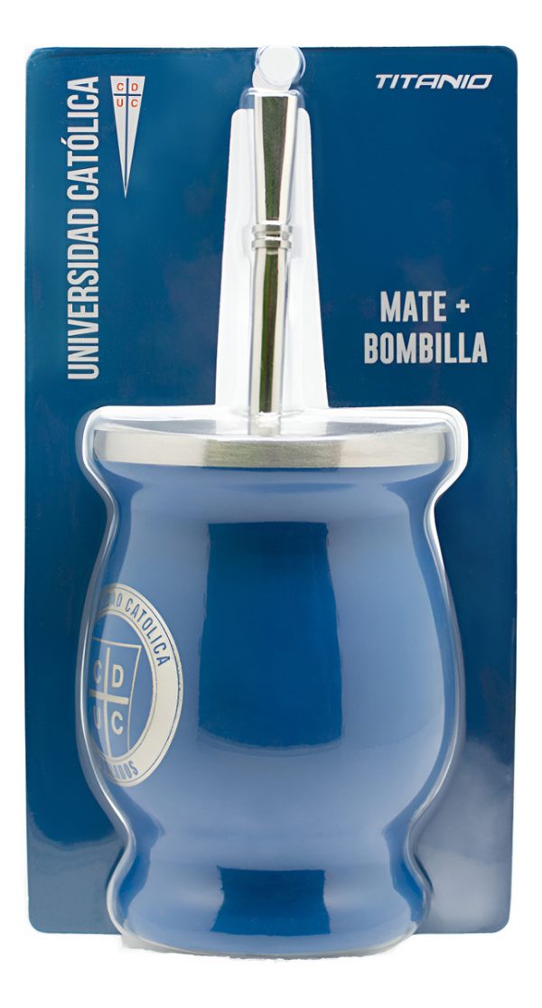 Matero Mate U Católica Set Con Bombilla 200 Ml Oficial - Imagen 3