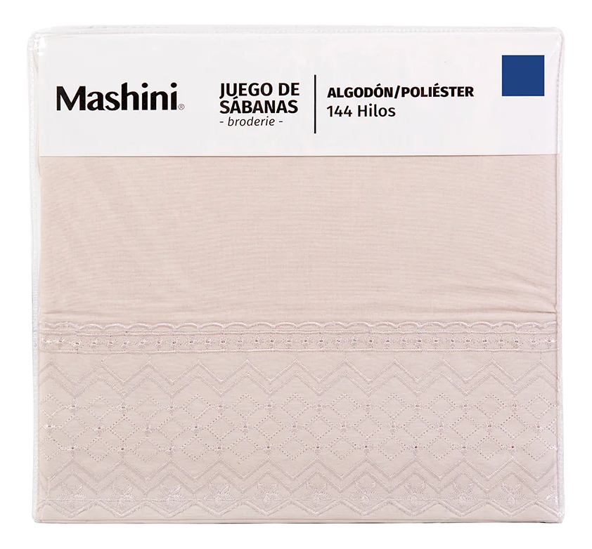 Juego De Sábanas 2 Plazas Broderie 144 Hilos Mashini - Imagen 5